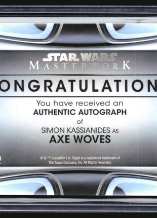 2021 Topps Star Wars Masterworks Simon Kassianides as Axe Woves Auto