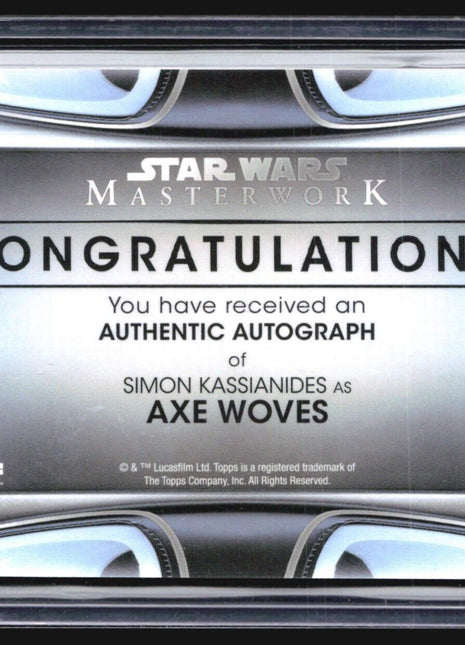 2021 Topps Star Wars Masterworks Simon Kassianides as Axe Woves Auto