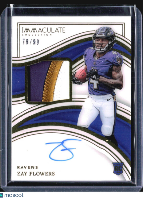 2023 Panini Immaculate Rookie Patch Auto #142 Zay Flowers /99