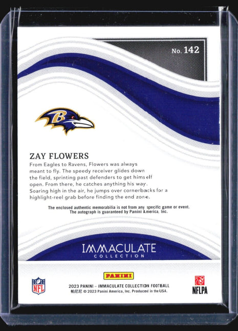 2023 Panini Immaculate Rookie Patch Auto #142 Zay Flowers /99