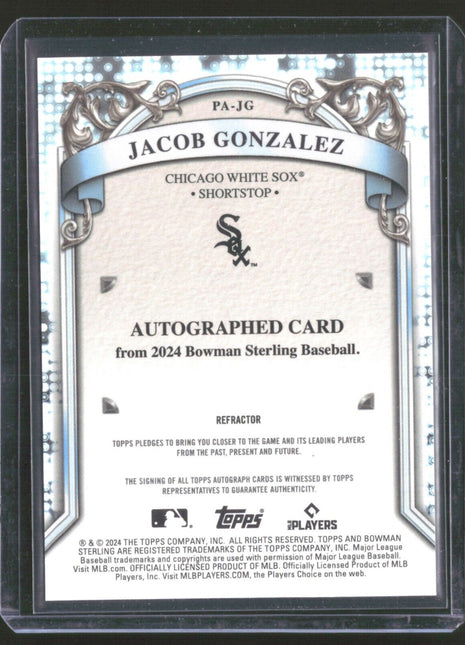 2024 Bowman Sterling Refractor Auto /150 Jacob Gonzalez #PA-JG