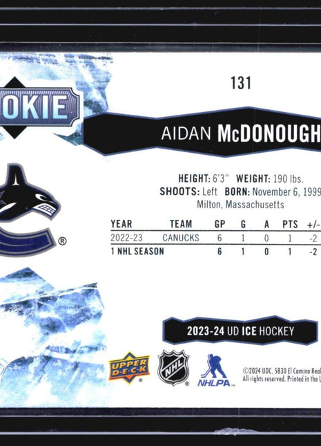 2023-24 Upper Deck Ice - Rookies Green #131 Aidan McDonough (RC)