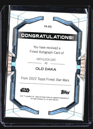 2022 Topps Finest Star Wars Kathleen Gati as Old Dake Gold Refractor auto /50