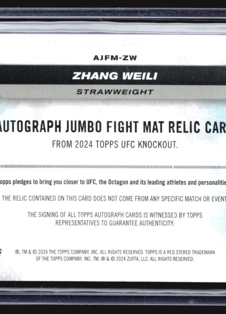 2024 Topps UFC Knockout Zhang Weili Jumbo Fight Mat Relic Auto /25 Red