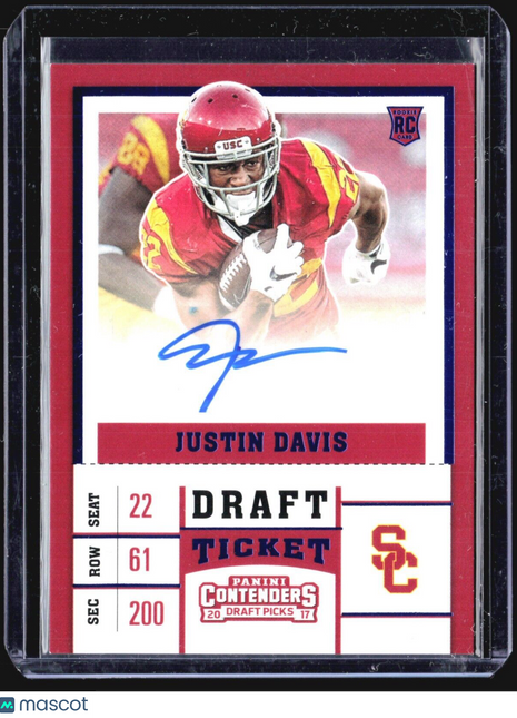 2017 Panini Contenders Draft Picks Justin Davis #161 Draft Ticket Auto