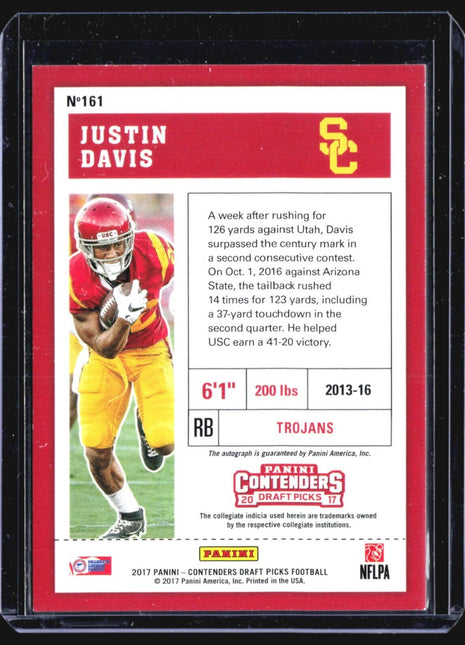 2017 Panini Contenders Draft Picks Justin Davis #161 Draft Ticket Auto