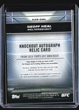 2024 Topps UFC Knockout Geoff Neal #199 Relic Patch Auto Blue /50