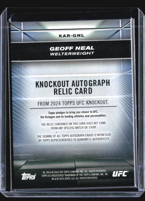 2024 Topps UFC Knockout Geoff Neal #199 Relic Patch Auto Blue /50