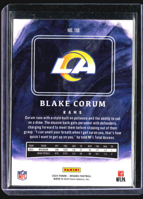 2024 Panini Origins Blake Corum Rc #110