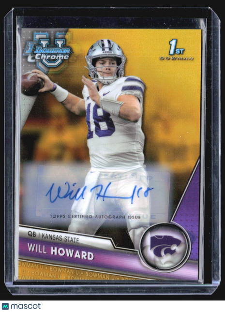 2023 Bowman Chrome U Will Howard #93 1st Gold Refractor Auto /50