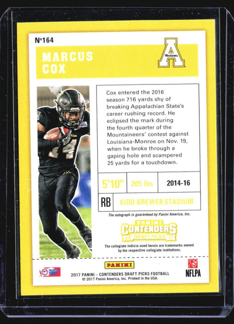 2017 Panini Contenders Draft Marcus Cox #164 College Ticket Auto