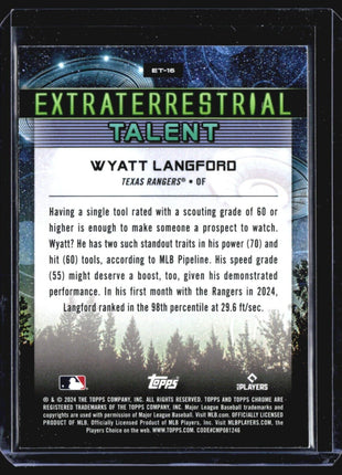 2024 Topps Cosmic Chrome Wyatt Langford #ET-16 Extraterrestrial Talent Rc