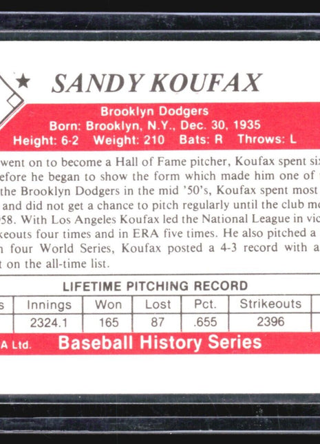 1979 TCMA Baseball History Series the 1950's - #49 Sandy Koufax