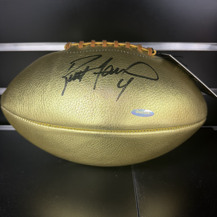 Mem Brett Favre Packers Signed Football Leatherhead Golden Goose Upper Deck