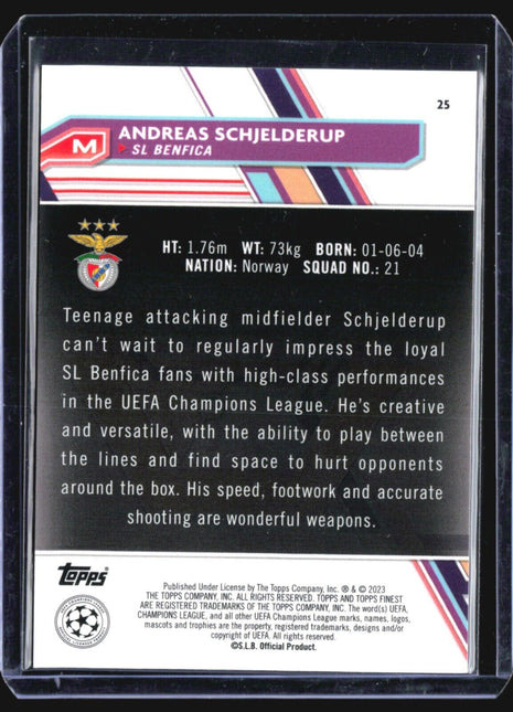 2022-23 Topps Finest UEFA Club Competitions - #25 Andreas Schjelderup (RC) /75