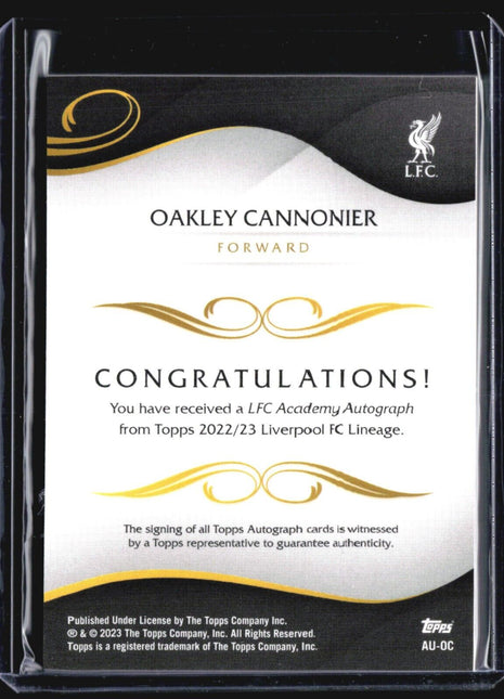 2022-23 Topps Liverpool Lineage Oakley Cannonier #AU-OC 1st Auto