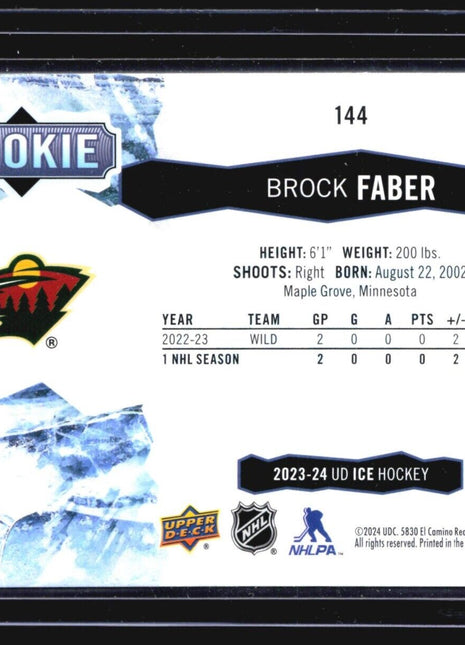 2023-24 Upper Deck Ice Rc Brock Faber #144