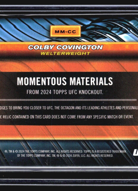 2024 Topps UFC Knockout Colby Covington #MM-CC Momentous Materials Relic