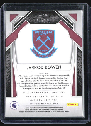 2020-21 Panini Prizm Jarrod Bowen #186 Rc Red /149