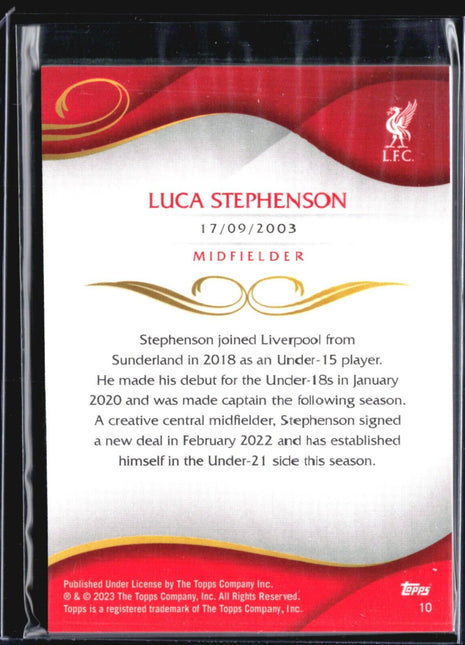 2022-23 Topps Liverpool Lineage Luca Stephenson #10 1st