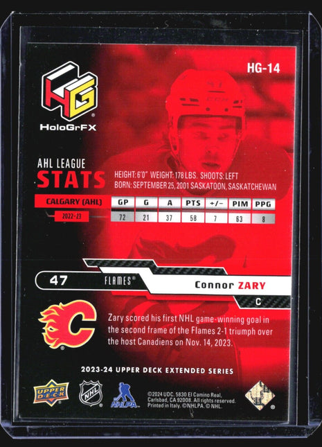 2023-24 Upper Deck Extended Series - HoloGrFX Rookies #HG-14 Connor Zary (RC)