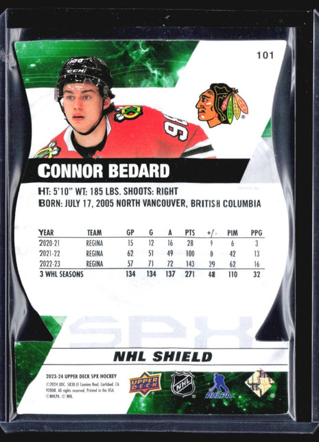 2023-24 UD SPx Connor Bedard NHL Shield Rc #101 /25