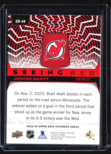 2023-24 Upper Deck Extended Series - Seeing Red #SR-44 Jesper Bratt