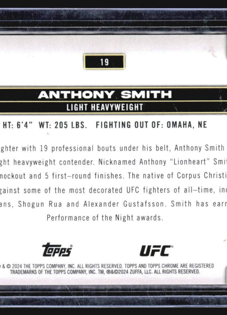 2024 Topps Chrome UFC - #19 Anthony Smith Aqua Refractor /199