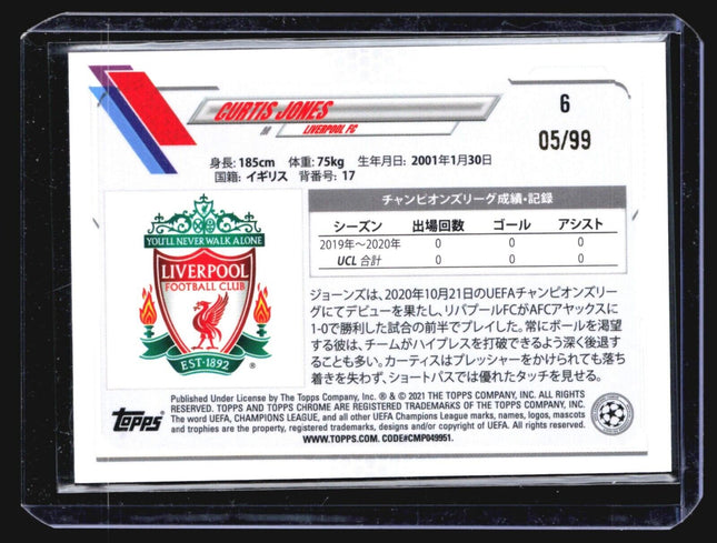 2020-21 Topps Chrome Curtis Jones #6 Rc Green Mojo /99