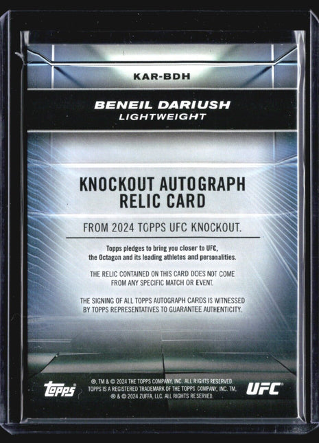 2024 Topps UFC Knockout Beneil Dariush #KAR-BDH Relic Auto /199