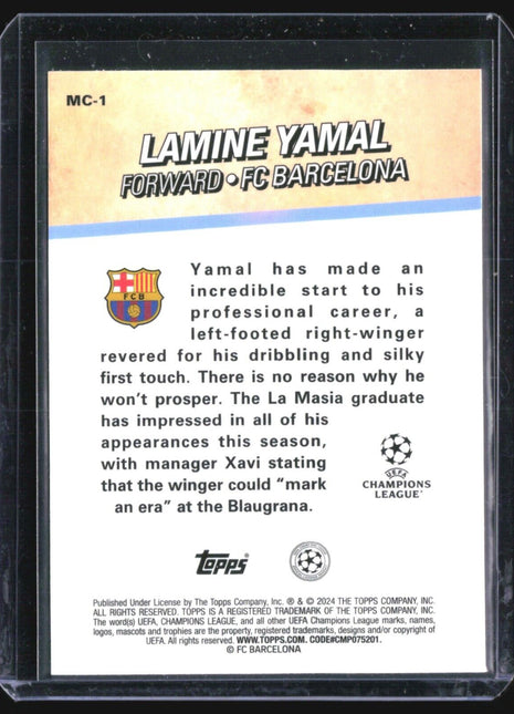 2023-24 Topps Merlin Lamine Yamal #MC - 1 Chosen Ones Rc