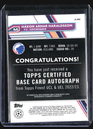 2022-23 Topps Finest Hakon Arnar Haraldsson #A-HH Rc Auto