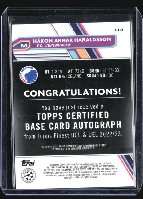 2022-23 Topps Finest Hakon Arnar Haraldsson #A-HH Rc Auto