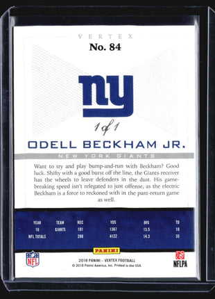 2018 Panini Vertex Odell Beckham Black 1/1 #84