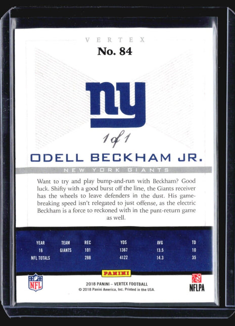 2018 Panini Vertex Odell Beckham Black 1/1 #84