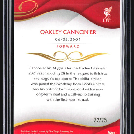 2022-23 Topps Liverpool Lineage Bowman #19 Oakley Cannonier 1st Orange /25