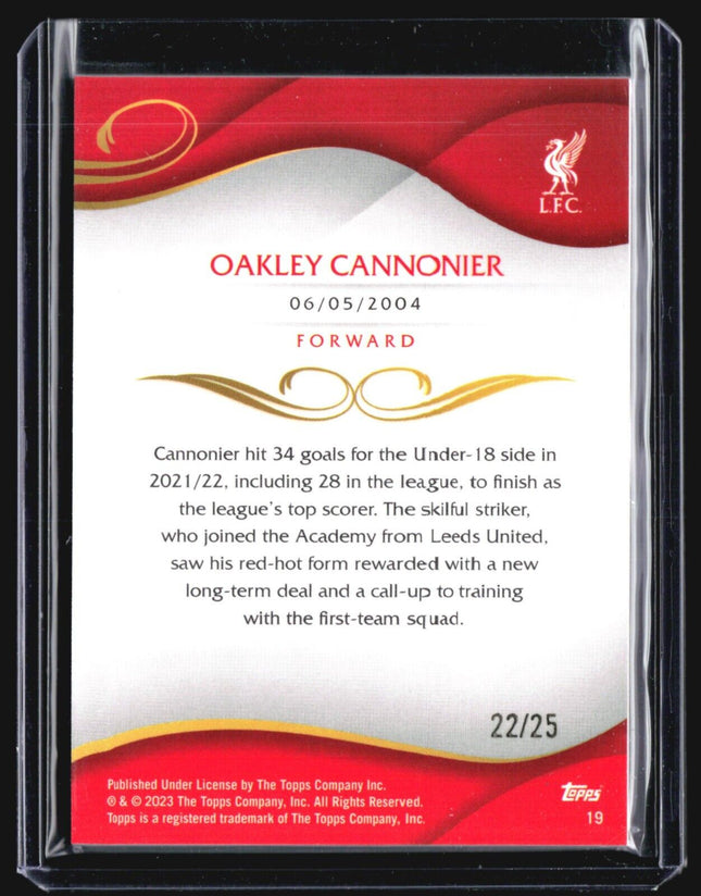 2022-23 Topps Liverpool Lineage Bowman #19 Oakley Cannonier 1st Orange /25