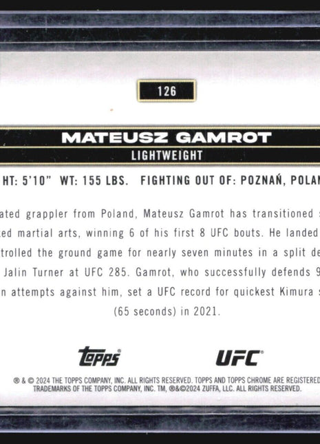2024 Topps Chrome UFC - #126 Mateusz Gamrot Blue Wave Refractor /75