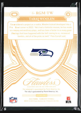 2022 Panini Flawless Tariq Woolen Ruby Gems Auto /20 Rc