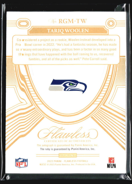 2022 Panini Flawless Tariq Woolen Ruby Gems Auto /20 Rc
