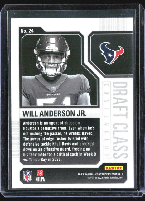 2023 Panini Contenders - Draft Class Contenders Red #24 Will Anderson (RC)
