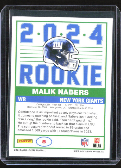 2024 Panini Score Rookie Malik Nabers ##5
