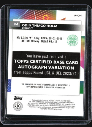 2023-24 Topps FInest Odin Thiago Holm #A-OH Rc Auto Refractor