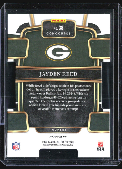 2023 Panini Select - Concourse #38 Jayden Reed (RC) Die Cut Black Red