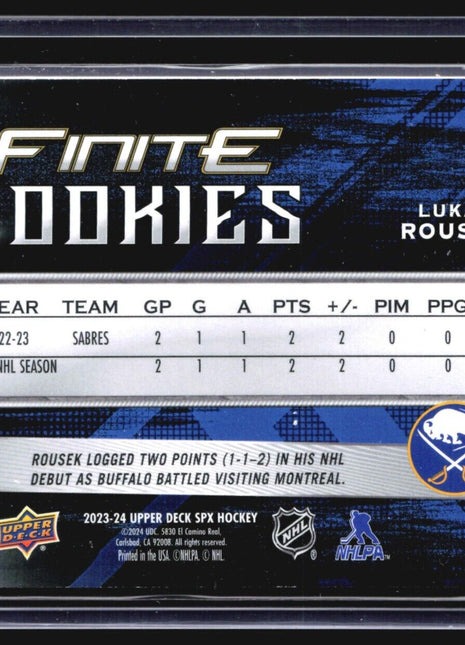 2023-24 Upper Deck SPx Lukas Rousek #F-36 Finite Rookie /799