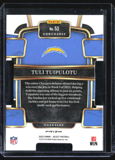 2023 Panini Select - Concourse #53 Tuli Tuipulotu (RC) Die Cut Black Red