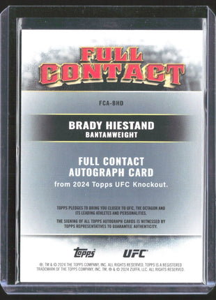 2024 Topps UFC Knockout Brady Hiestand #FCA-BHD Full Contact Auto Rc
