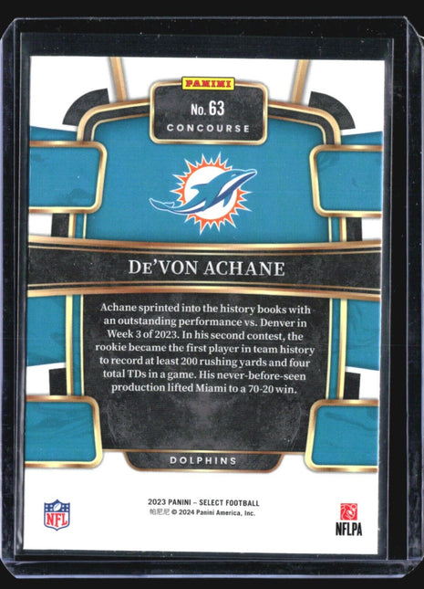 2023 Panini Select - Concourse #63 De'Von Achane (RC)
