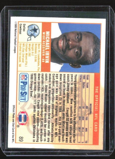 1989 Pro Set - #89 Michael Irvin (RC)