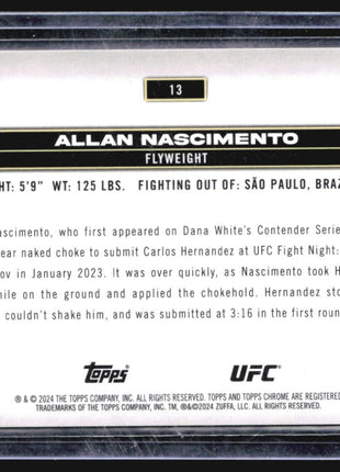 2024 Topps Chrome UFC - #13 Allan Nascimento (RC) Aqua Refractor /199